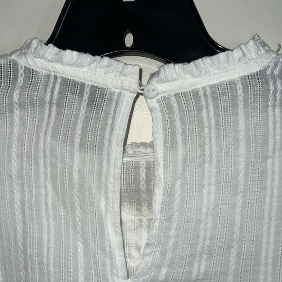HAYDEN - SMALL WHITE ELASTIC WAIST W/ TIE BLOUSE EUC - Picture 6 of 12